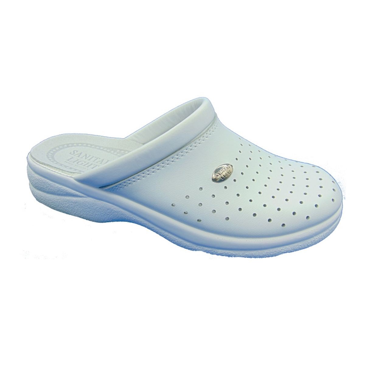 TIGLIO Sabot Donna Sanitari 2007 – Vera Pelle Bianca, Zeppa, Made In Italy, Taglia 39