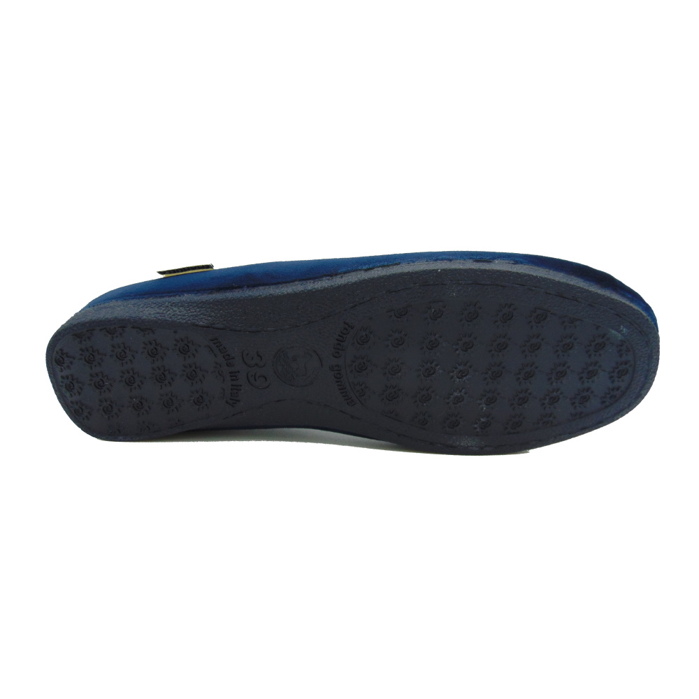 Ciabatta Donna Emanuela articolo 1520 Blu velluto con soletta estraibile. Made in Italy.