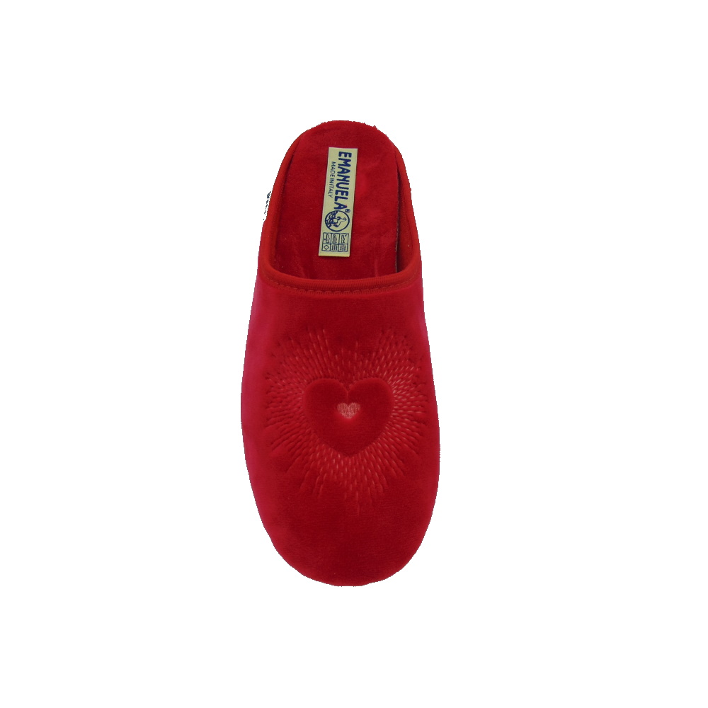 Ciabatta Donna Emanuela articolo 1520 Rosso velluto con soletta estraibile. Made in Italy.