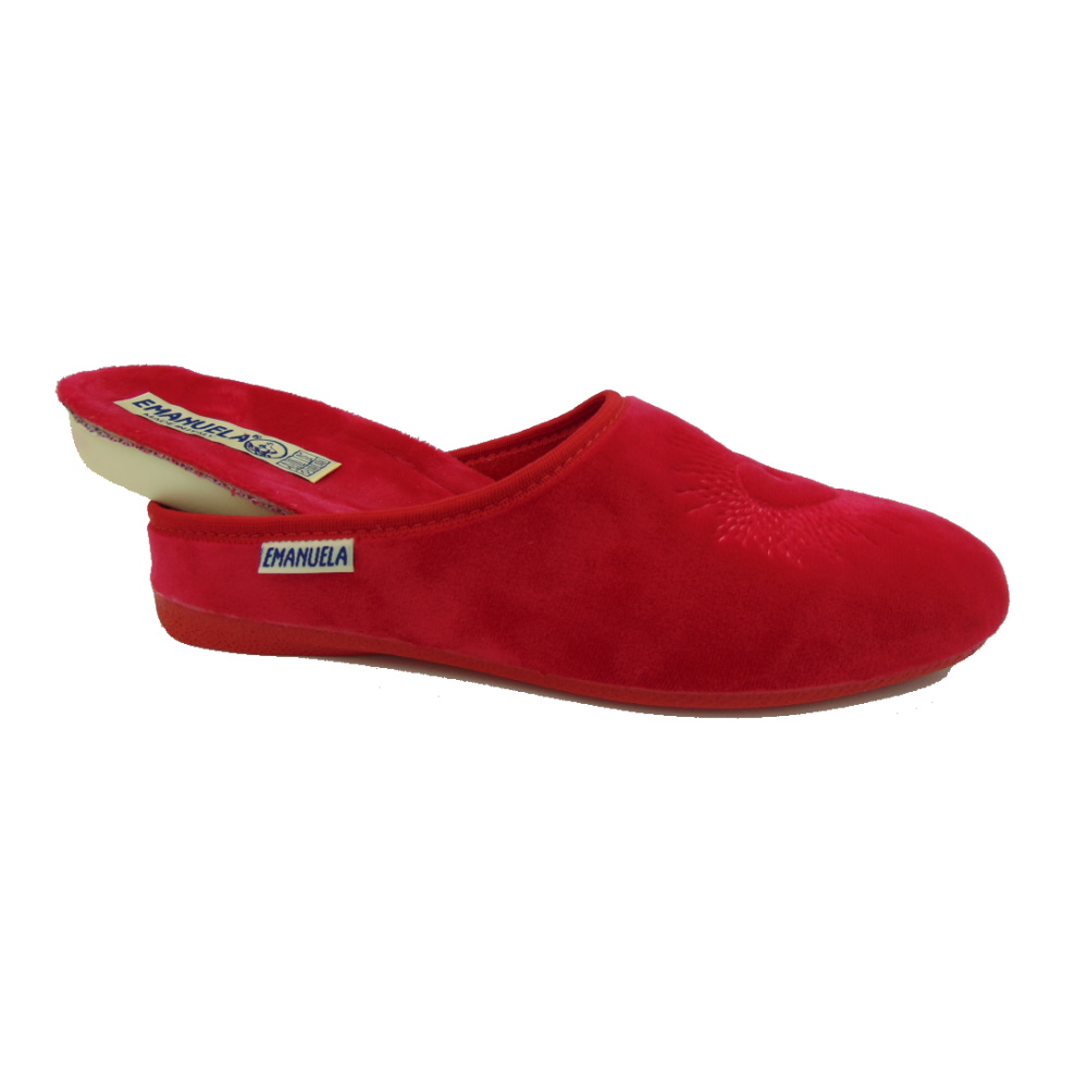 Ciabatta Donna Emanuela articolo 1520 Rosso velluto con soletta estraibile. Made in Italy.