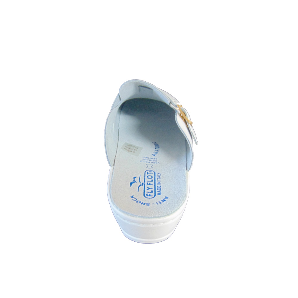 Fly Flot 16283 BC Bianco Ciabatta Sanitaria Donna Anatomica con cinturino regolabile.