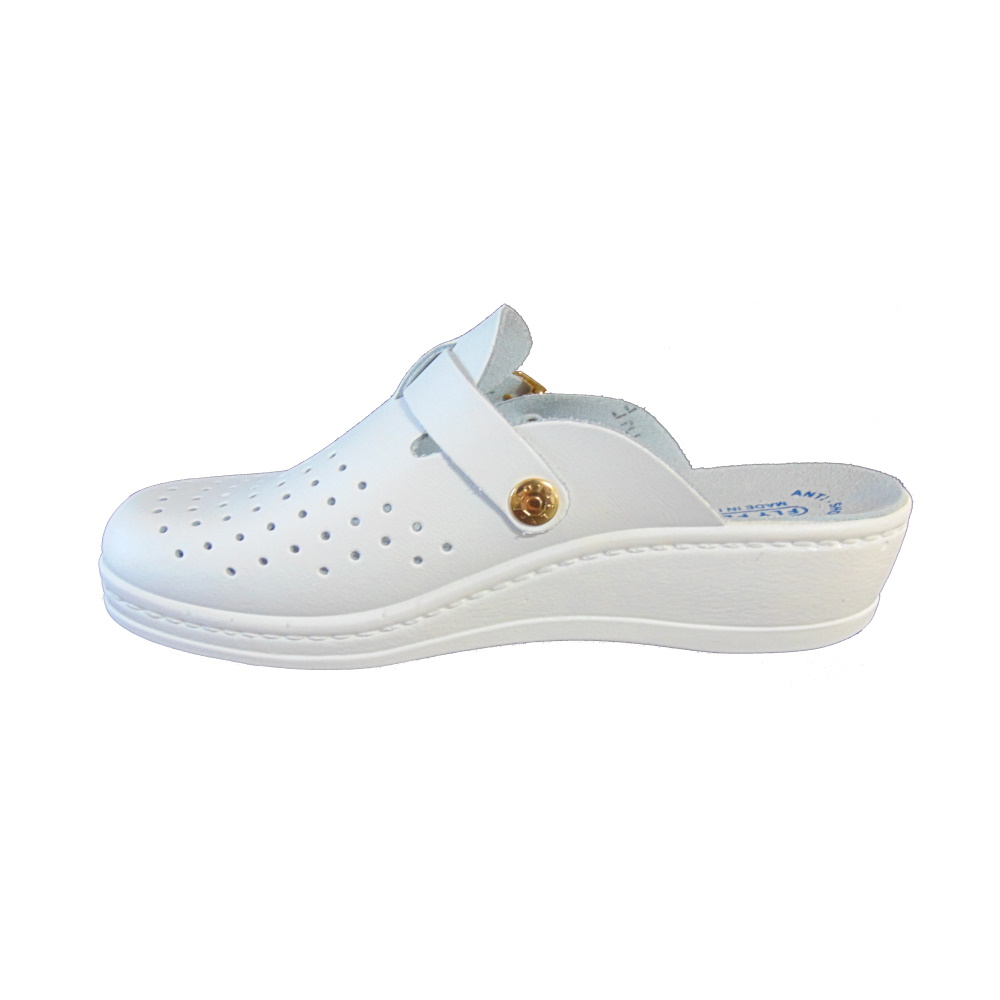 Fly Flot 16283 BC Bianco Ciabatta Sanitaria Donna Anatomica con cinturino regolabile.