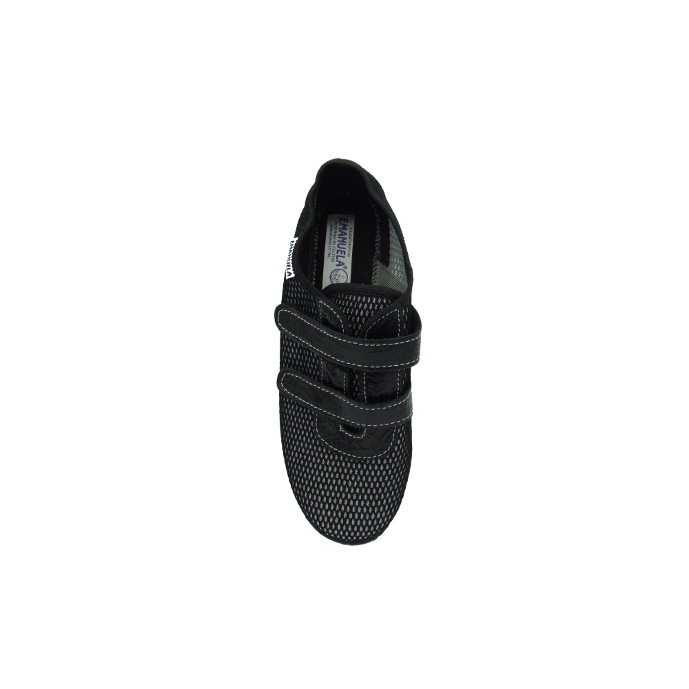 Scarpa Donna EMANUELA articolo 2352 Rewin Nero. Tomaia in retina totalmente traspirante e chiusura con doppio strappo.