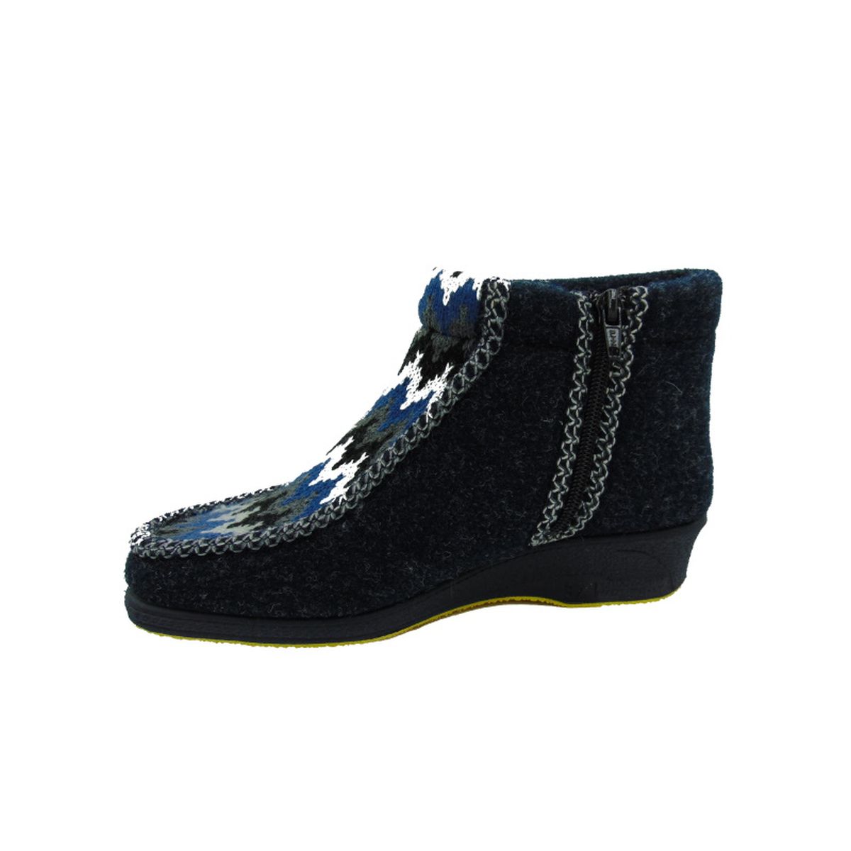 Pantofola Donna con zip, interno in lana Emanuela 507 Blu