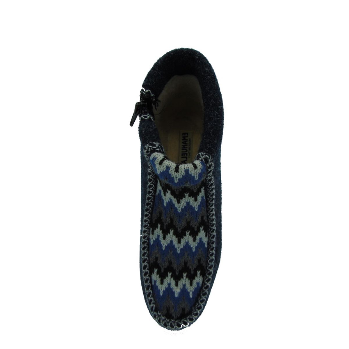 Pantofola Donna con zip, interno in lana Emanuela 507 Bluimg_3