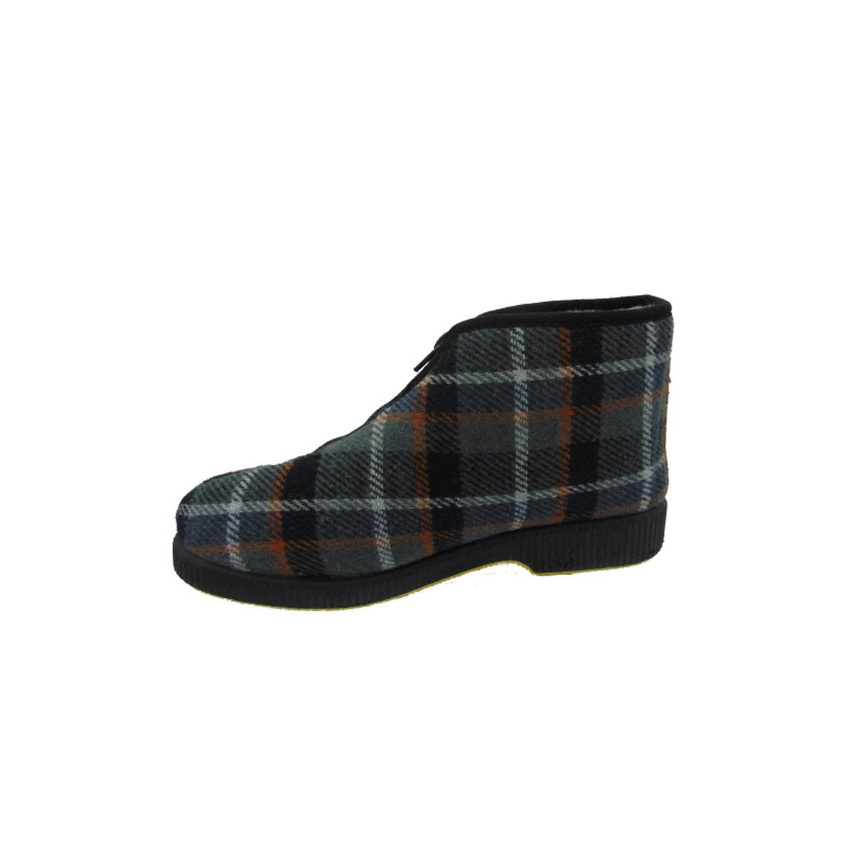 Pantofola Uomo con zip, Interno Lana, Emanuela 565 Grigio scozzese