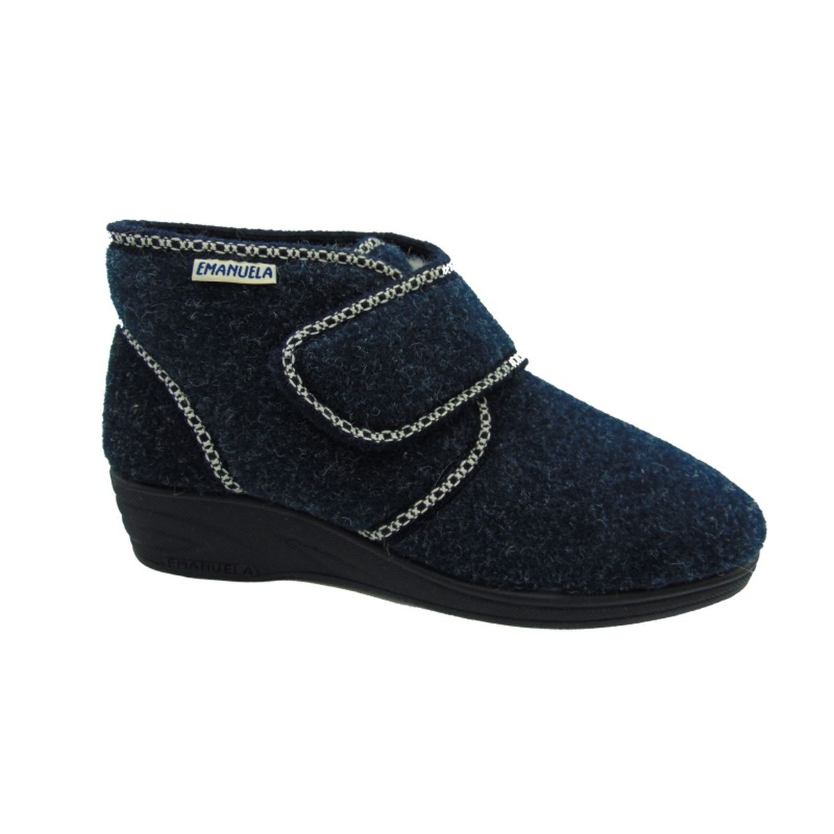 Pantofola Donna con strappo e interno in lana Emanuela 831 Blu