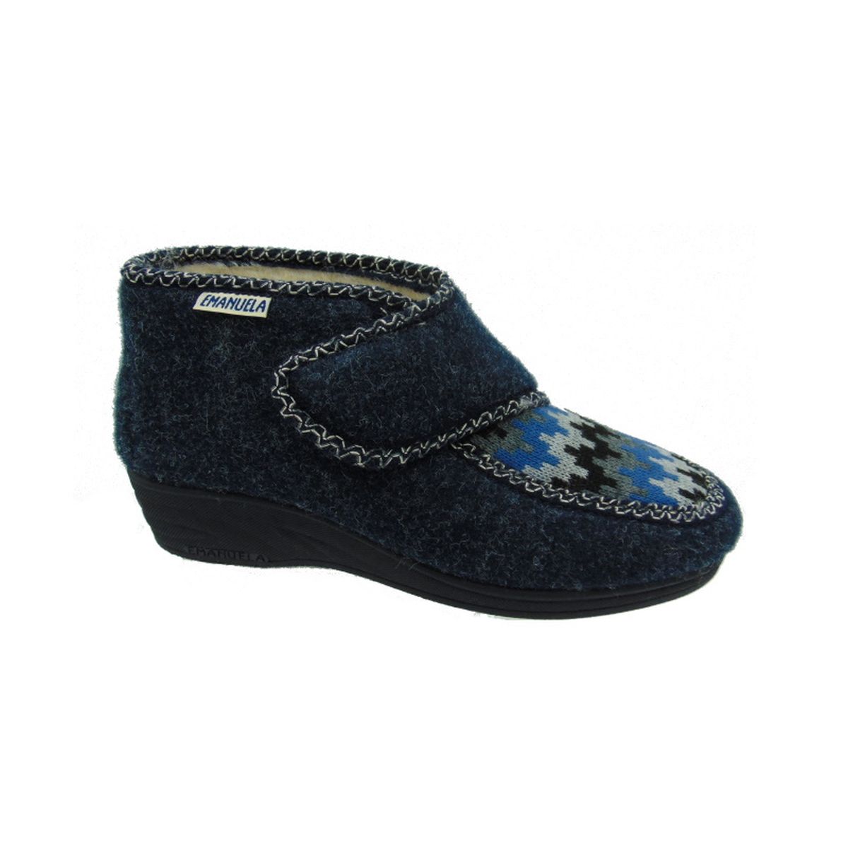 Pantofola Donna con strappo e interno in lana Emanuela 847 Blu