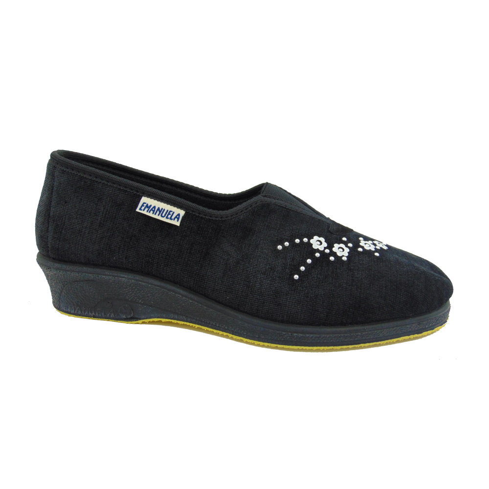 Pantofola Donna Emanuela art. 865 Nero. Made in Italy